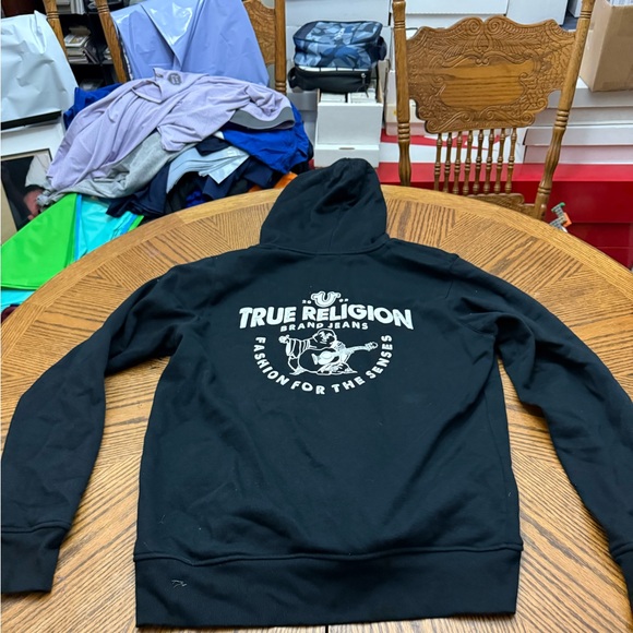 True Religion Black Zip-Up Hoodie with Logo - Picture 5 of 5